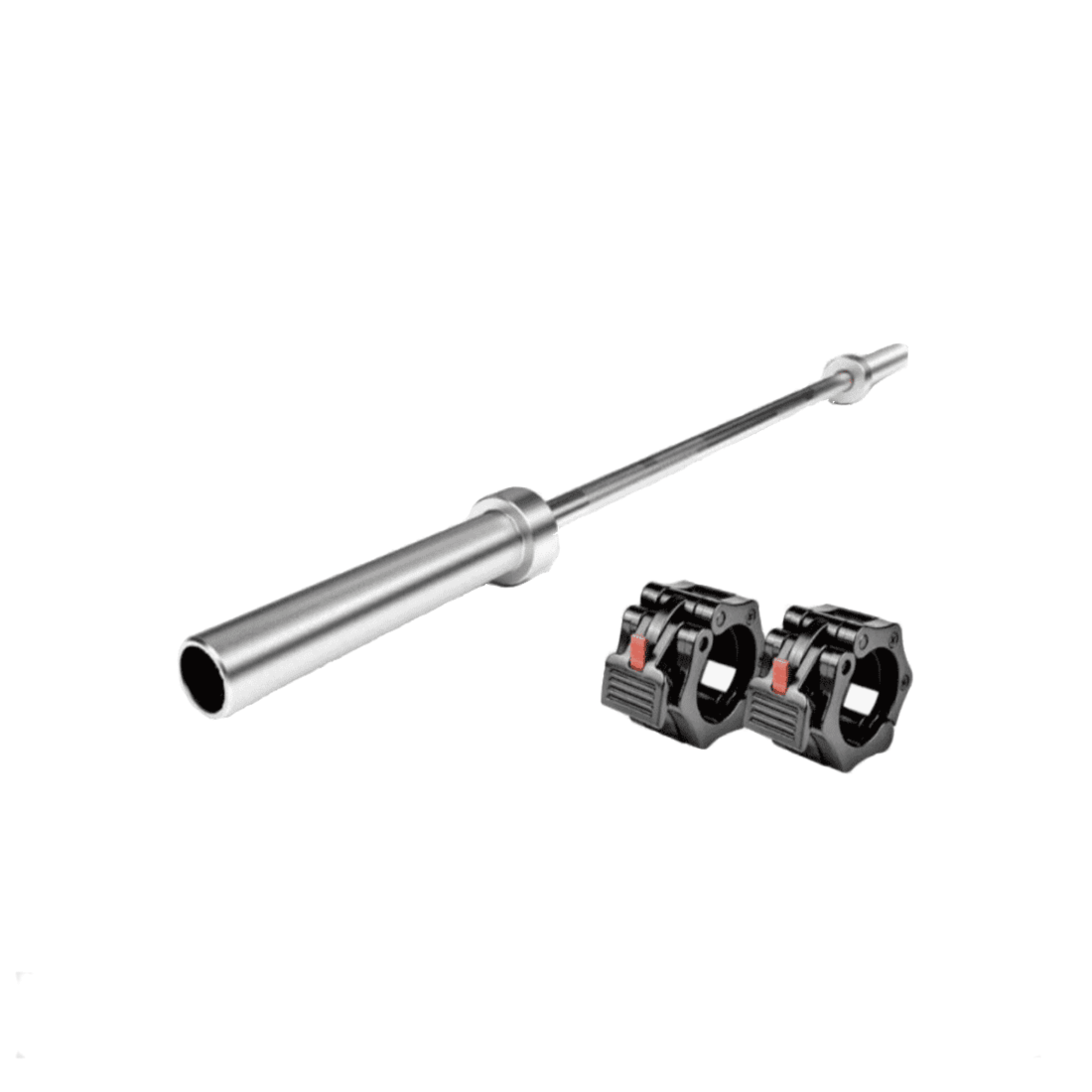 Olympische Langhantel 220cm mit Lockjaws - 50mm - 315 kg Belastbarkeit - Nadel- und Kugellager - Gerändelte Grifffläche - Set Lockbacks inklusive