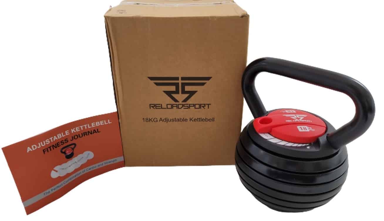 Verstellbare Kettlebell 18KG - Reload - Fitnesshilfe für Kraft und Ausdauer - 7 Gewichtsoptionen - Langlebiges Design - TexfitTrading.de