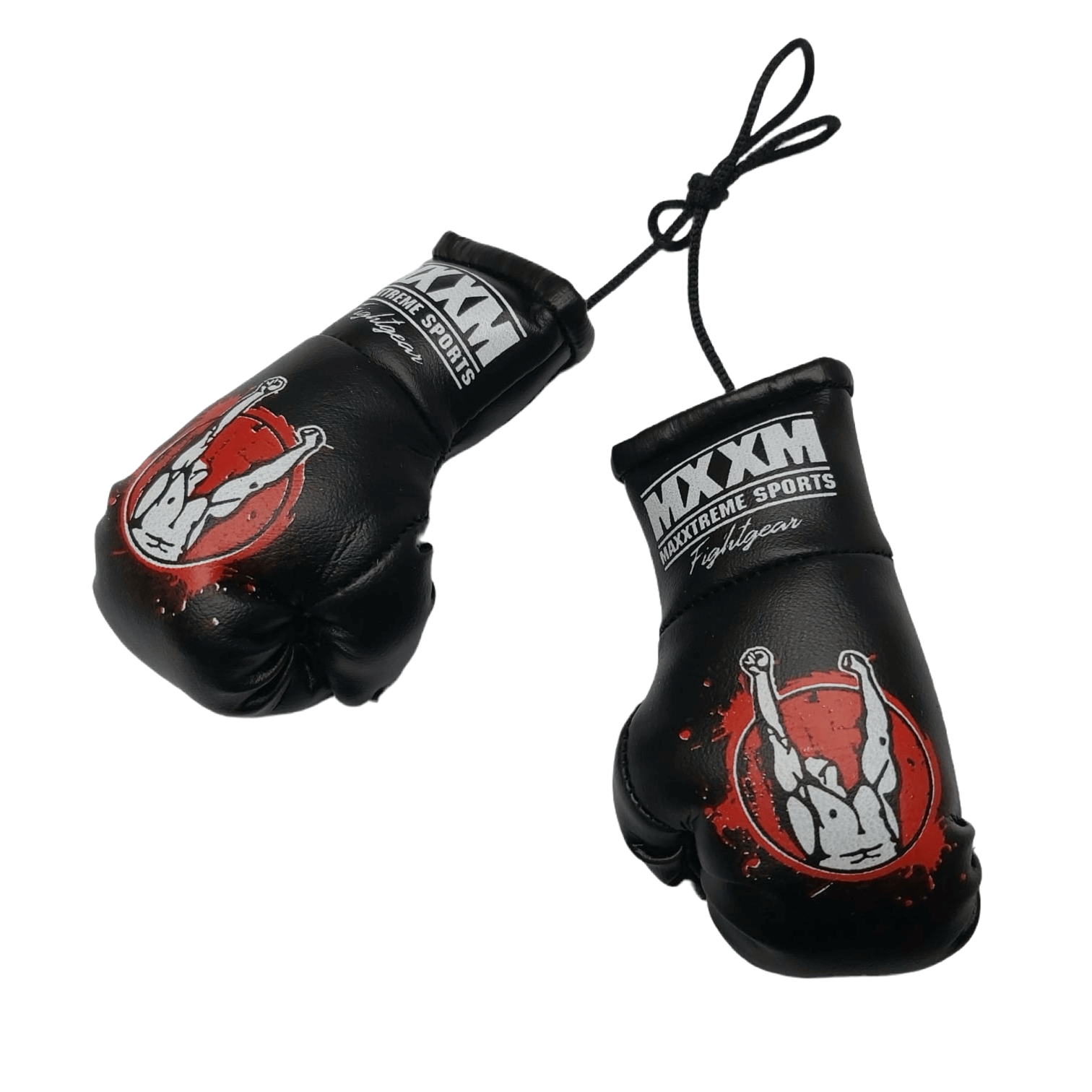 Maxxtreme Schlüsselanhänger mit Mini Boxhandschuhen - Schwarz/Rot/Weiß - Gehärteter Kunststoff - Metallscheibe - Boxen Accessoire
