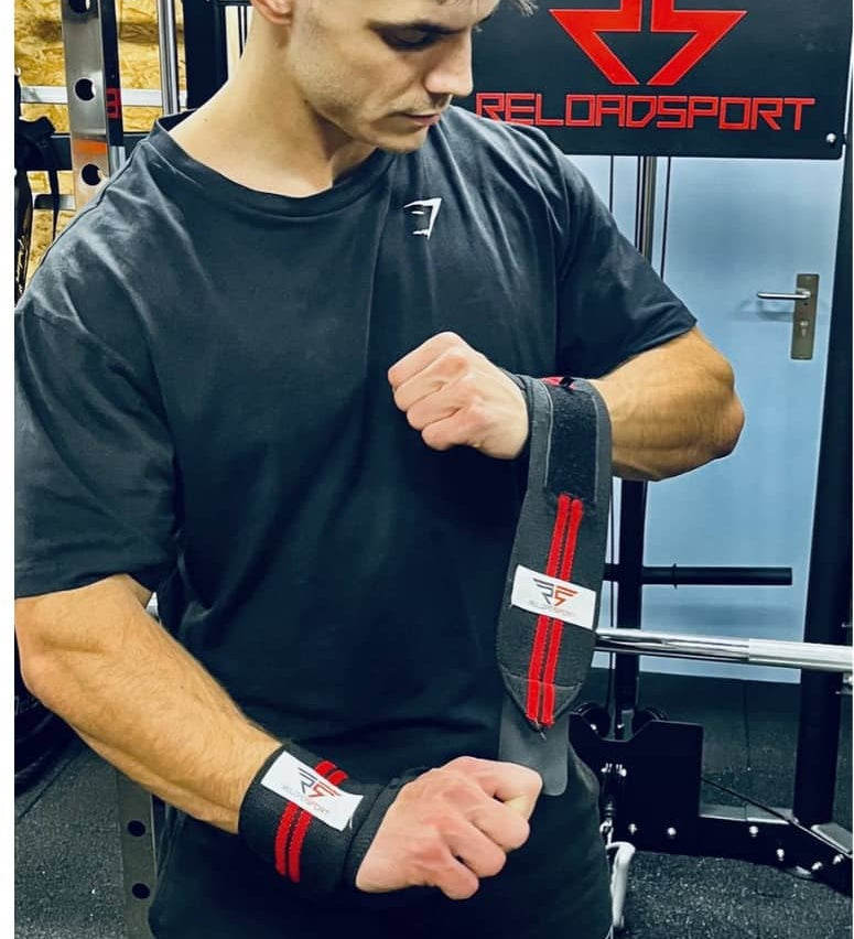 Handgelenkbandagen Set schwarz/rot - Hochwertige Handballenauflagen - Atmungsaktives Material - Verstellbar - Verhindert Verletzungen - 2er Set