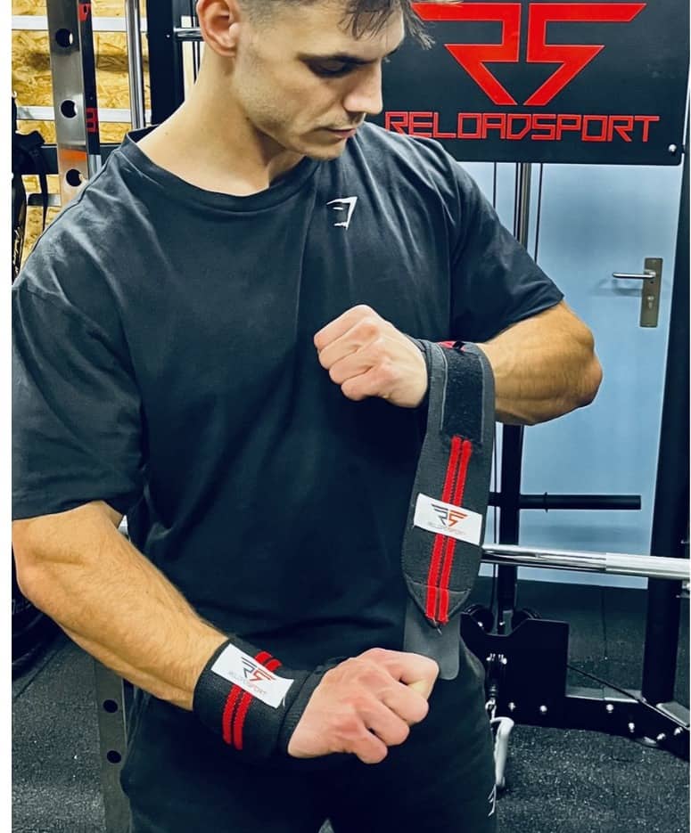 Handgelenkbandagen Set schwarz/rot - Hochwertige Handballenauflagen - Atmungsaktives Material - Verstellbar - Verhindert Verletzungen - 2er Set