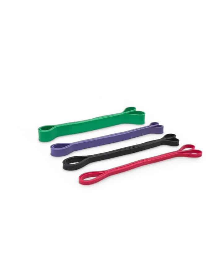 Widerstandsbänder Set - 4 Widerstandsbänder - grün, lila, schwarz, rot - mit Aufbewahrungstasche - hochwertig und langlebig - für Krafttraining - TexfitTrading.de