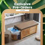 Collini Professionelle Headspa Liege ZenMist mit Haardampfer Hocker und Massagefunktion in einem modernen Wellnessraum.