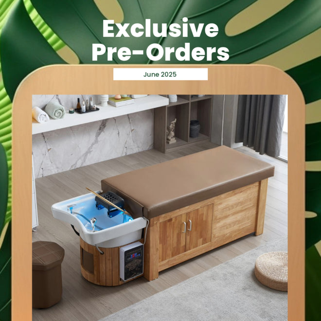 Collini Professionelle Headspa Liege ZenMist mit Haardampfer Hocker und Massagefunktion in einem modernen Wellnessraum.