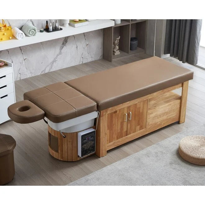 Collini Professionelle Headspa Liege ZenMist mit Haardampfer Hocker und Massagefunktion auf einem stilvollen Hintergrund.