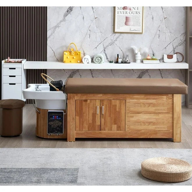 Collini Professionelle Headspa Liege ZenMist mit Haardampfer Hocker und Massagefunktion im modernen Wellnessraum